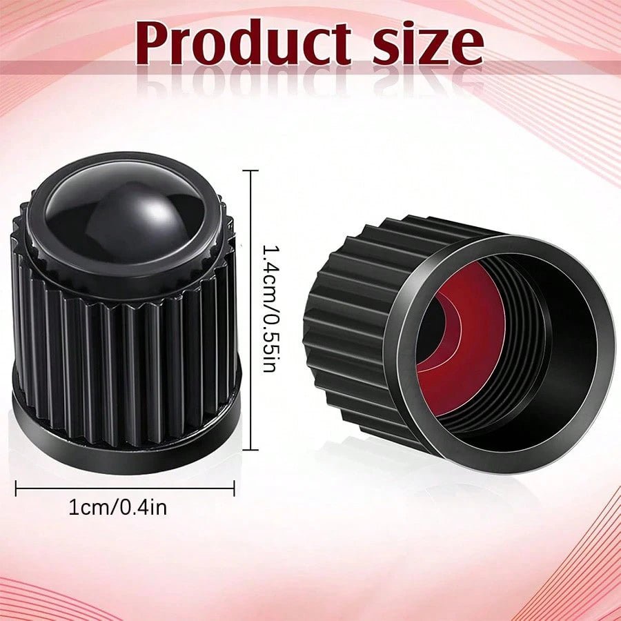 10/20 Tire Valve Caps, Universal Dust Caps - Black Steam Caps - For Car Tires, Bicycles, Bikes, Motorcycles,Escooters