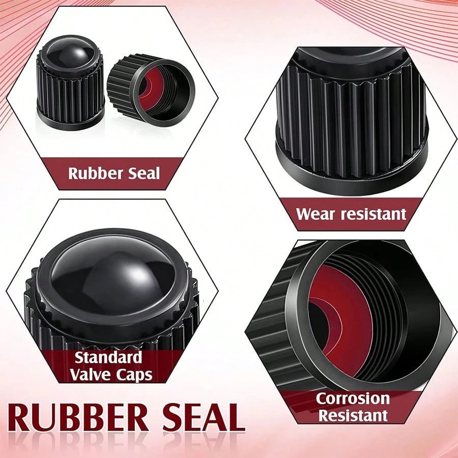 10/20 Tire Valve Caps, Universal Dust Caps - Black Steam Caps - For Car Tires, Bicycles, Bikes, Motorcycles,Escooters