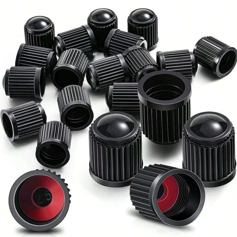 10/20 Tire Valve Caps, Universal Dust Caps - Black Steam Caps - For Car Tires, Bicycles, Bikes, Motorcycles,Escooters