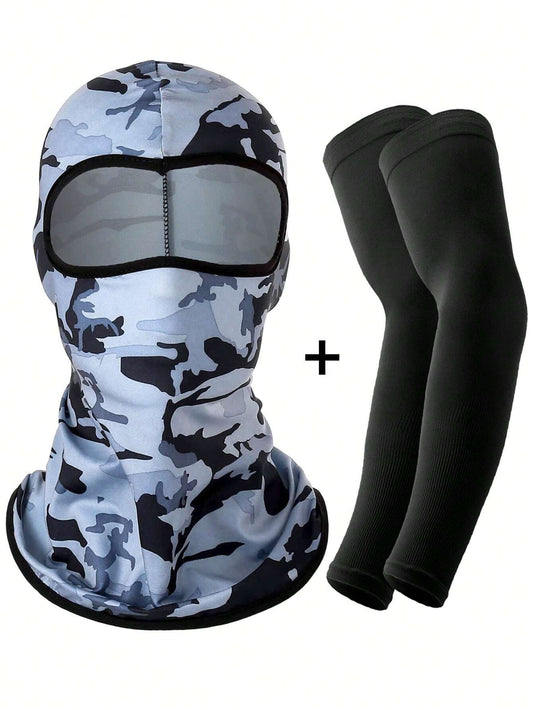 Balaclava Face Mask+Arm Sleeves Set, Summer Cooling Neck Gaiter, UV Protector Motorcycle Ski Scarf For Men/Women Summer UV Protection Full Head Mask Neck Cover For Driving Cycling