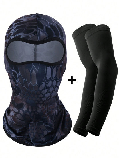 Balaclava Face Mask+Arm Sleeves Set, Summer Cooling Neck Gaiter, UV Protector Motorcycle Ski Scarf For Men/Women Summer UV Protection Full Head Mask Neck Cover For Driving Cycling