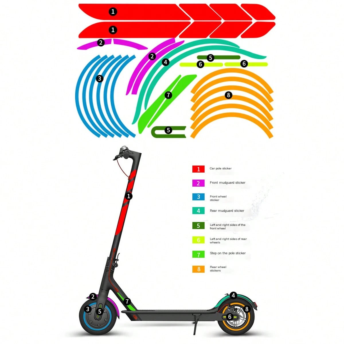 Reflective Sticker Set for Electric Bike, Waterproof Night Vision Warning Stickers, DIY Personal Reflective Stickers