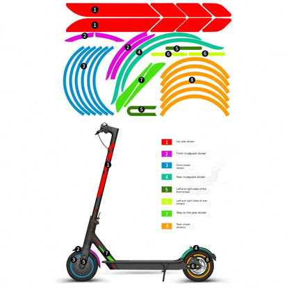 Reflective Sticker Set for Electric Bike, Waterproof Night Vision Warning Stickers, DIY Personal Reflective Stickers