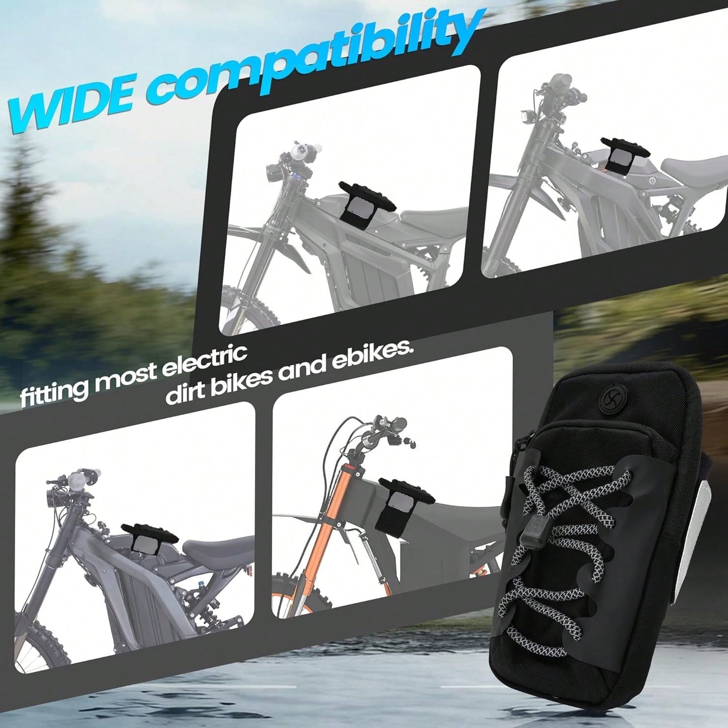 Arm Bag Motorcycle Front Cover Storage Frame Battery Pack Bag For Most Electric Dirtbike Tutti Soleil 01/Surron Light Ultra Hyper Bee/E Ride Pro S SS SR/Talaria MX3 MX4 MX5 Ebike