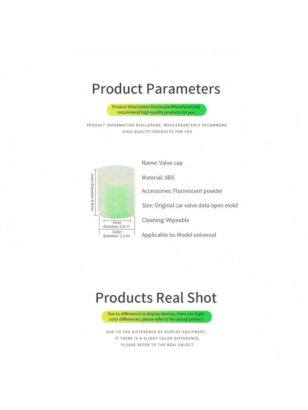 4cs Glow In The Dark Valve Caps, Valve Caps, Universal Fluorescent Tire Valve,Daytime Light Absorption, Long Light Effect Time. The Car's Luminous Valve Is Green, Pink, Blue, Yellow. The Car Tire Valve Cap And Motorcycle Valve Core Emit Light