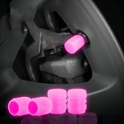 4cs Glow In The Dark Valve Caps, Valve Caps, Universal Fluorescent Tire Valve,Daytime Light Absorption, Long Light Effect Time. The Car's Luminous Valve Is Green, Pink, Blue, Yellow. The Car Tire Valve Cap And Motorcycle Valve Core Emit Light