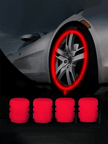 4cs Glow In The Dark Valve Caps, Valve Caps, Universal Fluorescent Tire Valve,Daytime Light Absorption, Long Light Effect Time. The Car's Luminous Valve Is Green, Pink, Blue, Yellow. The Car Tire Valve Cap And Motorcycle Valve Core Emit Light